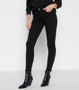 7 for All Mankind + Slim Illusion Luxe High Waist Skinny Jeans in Black