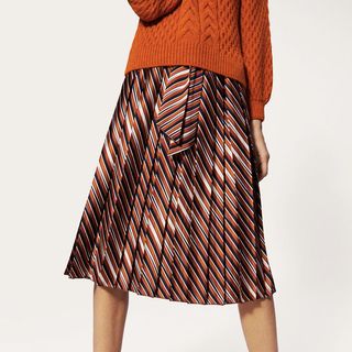 Mango + Stripes Pleated Skirt