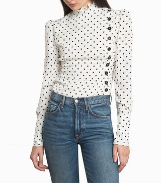 Pixie Market + Klara Polka Dot Button Blouse