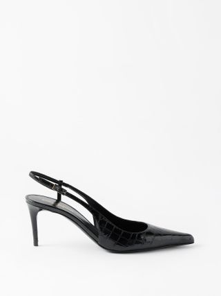 Saint Laurent + Vendome 70 Crocodile-Effect Leather Pumps