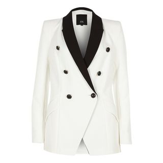 River Island + Double-Breasted Contrast Tux Jacket