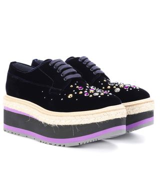 Prada + Platform Velvet Derby Shoes