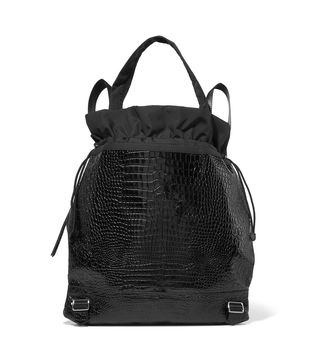 Elizabeth and James + Keely Croc-Effect Glossed-Leather and Shell Backpack