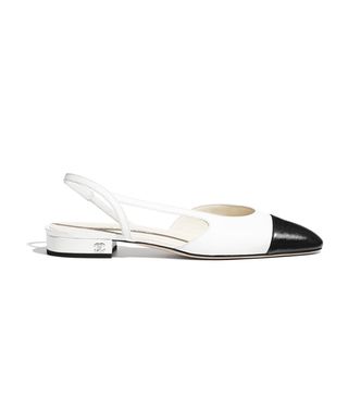 Chanel + Sling-Back Calfskin White and Black