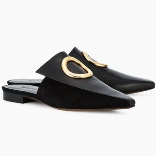 Neous + Black Leather Phaius 10 Flat Mules