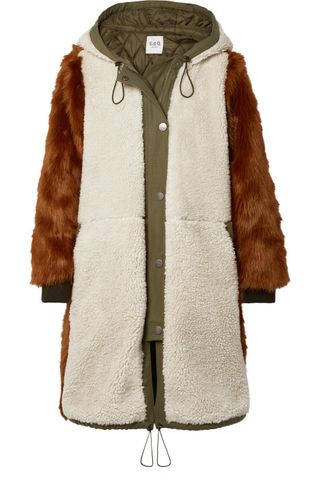 Sea + Madeline Canvas-trimmed Paneled Faux Fur And Faux Shearling Coat