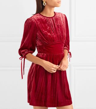 Alexachung + Bow-Embellished Velvet Dress