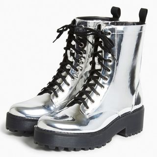 Monki + Metallic Ankle Boots