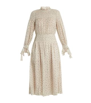 Rebecca Taylor + Smocked Star-Print Silk and Cotton-Blend Dress