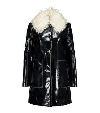 Proenza Schouler + Shearling-trimmed Glossed Faux Leather Coat