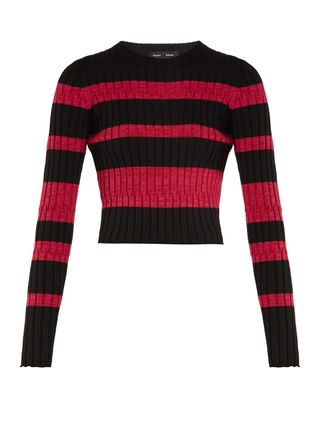 Proenza Schouler + Long-Sleeved Striped Cropped Sweater