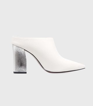 Who What Wear + Trisha Pointed Toe Silver Heel Mules