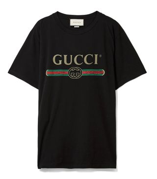 Gucci + Appliqued Distressed Printed Cotton-Jersey T-shirt