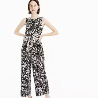 J.Crew + Tie-Front Jumpsuit in Pebble Print