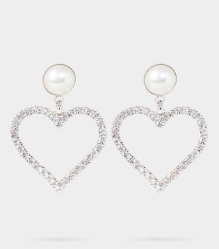 Alessandra Rich + Heart Crystal Earrings