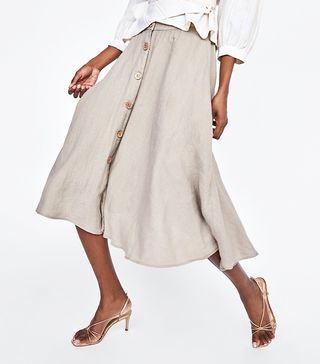 Zara + Buttoned Skirt
