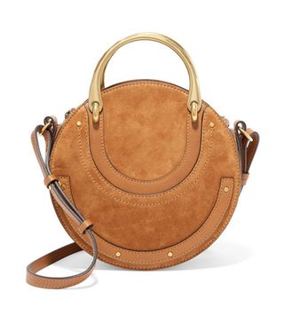 Chloé + Pixie Suede and Textured-Leather Shoulder Bag