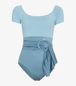 Leslie Amon + Blue Belted Swimsuit