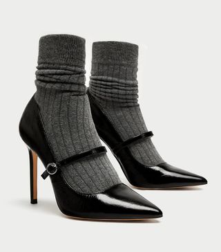 Zara + Sock Style High Heel Court Shoe