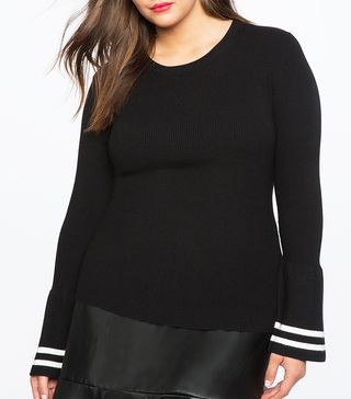Eloquii + Bell Sleeve Sweater with Trim