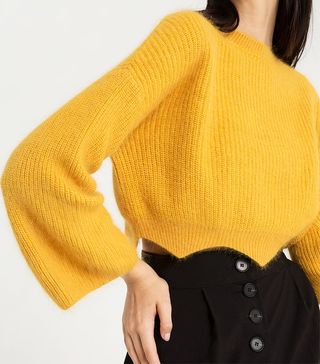 Pixie Market + Mika Yellow Scalloped Yellow Crop Sweater