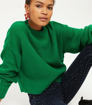 Topshop + Curved Hem Cropped Sweater