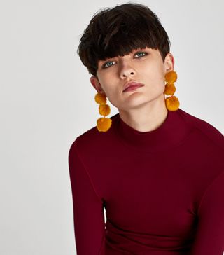 Zara + Long Pompom Earrings