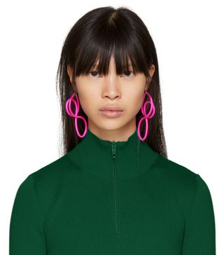 Balenciaga + Pink Elastic Magnet Earrings