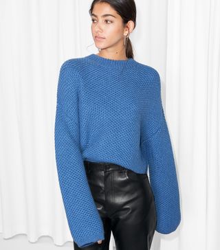 & Other Stories + Cropped Honeycomb Knit Sweater