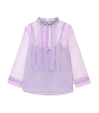 Marc Jacobs + Crystal-Embellished Ruffled Organza Blouse