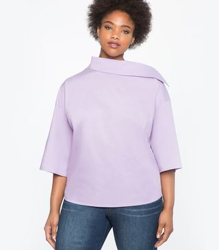 Eloquii + Boatneck Shirt with Button Sleeve Details