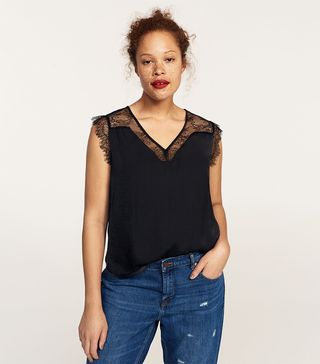 Violeta by Mango + Lace Panel Blouse