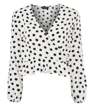 Topshop + Shadow Spot Print Wrap Blouse