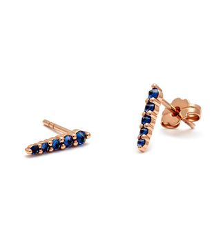 Anna Sheffield + Pavé Pointe Stud Earrings (Medium) in Rose Gold and Blue Sapphire