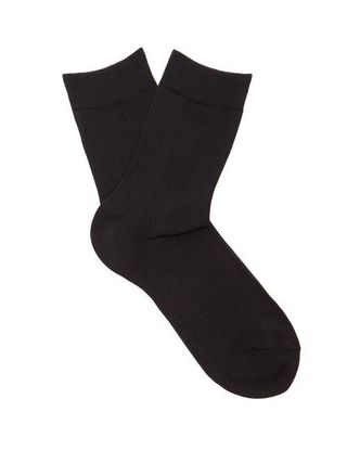 Falke + Cotton Blend Ankle Socks in Black