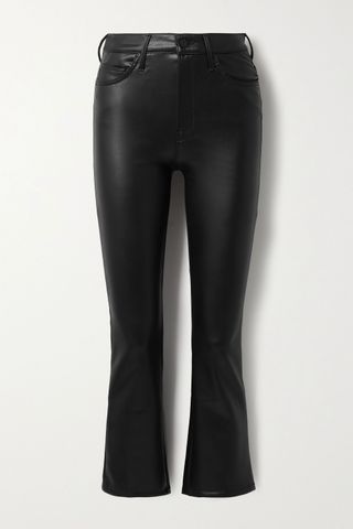 Mother + The Insider Crop Faux Stretch-Leather Flared Pants