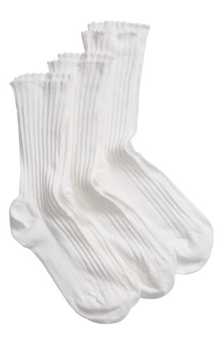 Hue + 3-Pack Scalloped Rib Socks