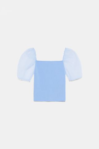 Zara + Knit Top with Balloon Sleeves