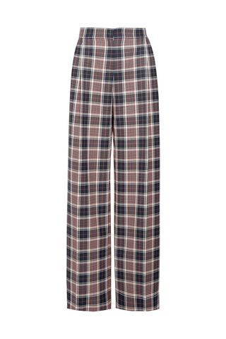 Tory Burch + Garrett Pleated Plaid Twill Wide-Leg Pants