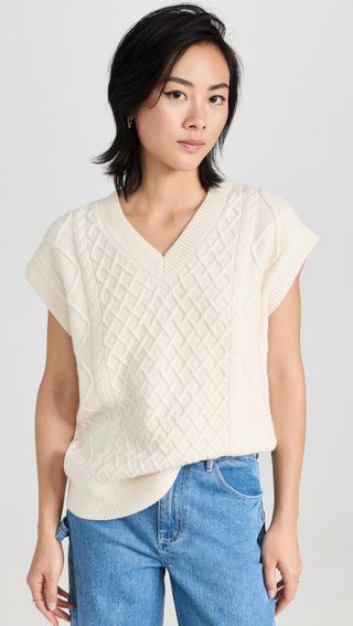 Madewell + Cable-Knit v Neck Sweater Vest