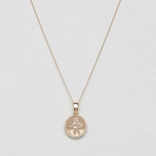 Chained & Able + St. Christopher Mini Medallion Necklace in Gold