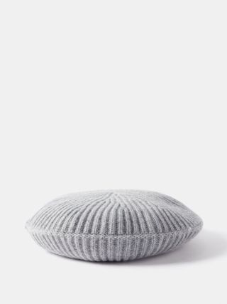 Ganni + Logo-Patch Ribbed-Wool Beret