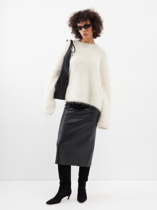 Reformation + Veda Bedford Leather Midi Skirt