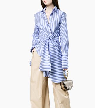 Wright Le Chapelain + Asymmetric Stripe Wrap Shirt