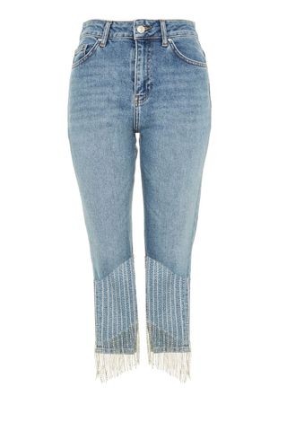 Topshop + Limited Edition Straight Leg Dazzle Hem Jeans
