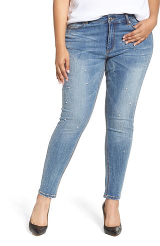 Melissa McCarthy Seven7 + Embellished Skinny Jeans
