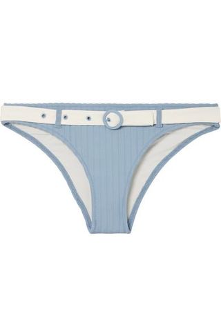 Solid & Striped + The Rachel Belted Ribbed Stretch-Knit Bikini Briefs