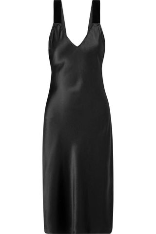 Cami NYC + The Miki Velvet-Trimmed Silk-Charmeuse Dress