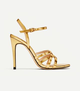 Zara + Laminated Strappy Sandals