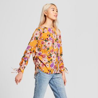 Who What Wear + Tied Long Sleeve Blouse